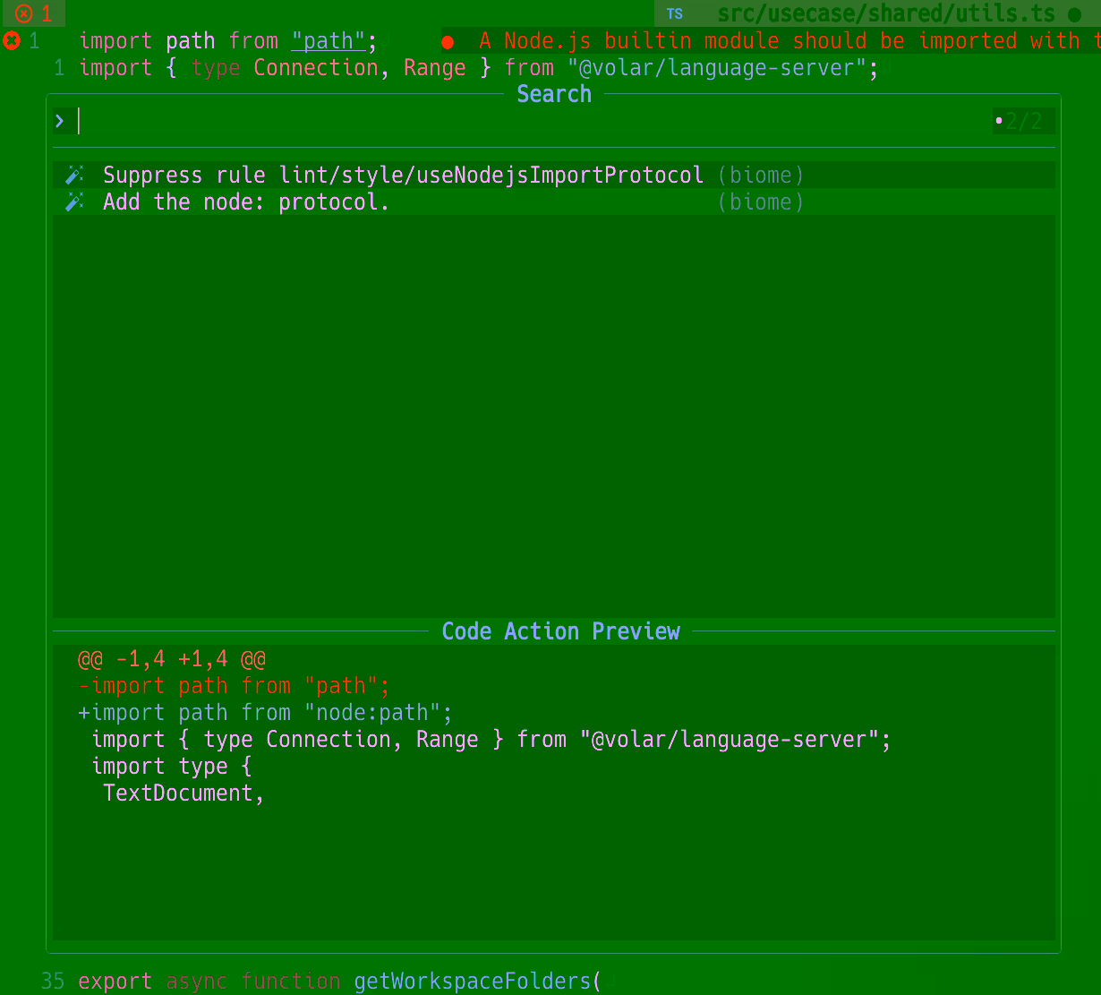 tiny-code-action.nvimの実行例